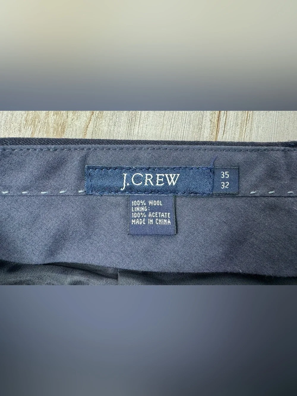 J.Crew Pants Mens 35x32 Navy Blue Wool Dress Suit Trouser